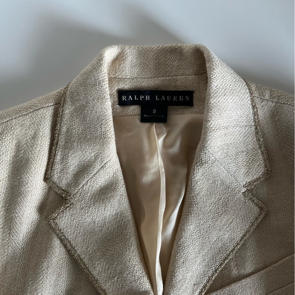 NWOT Ralph Lauren Black Label Gold Linen Blazer Suit Jacket - Picture 3 of 13